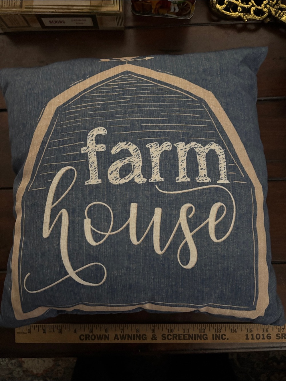 Farmhouse Blue Decorative Throw Pillow - Unbranded
